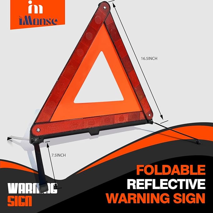 iMonse Warning Safety Triangle Kit, Emergency Roadside Warning Reflective Triangle, Foldable with Storage Case for Roadside Breakdowns Emergenc 3 Pack