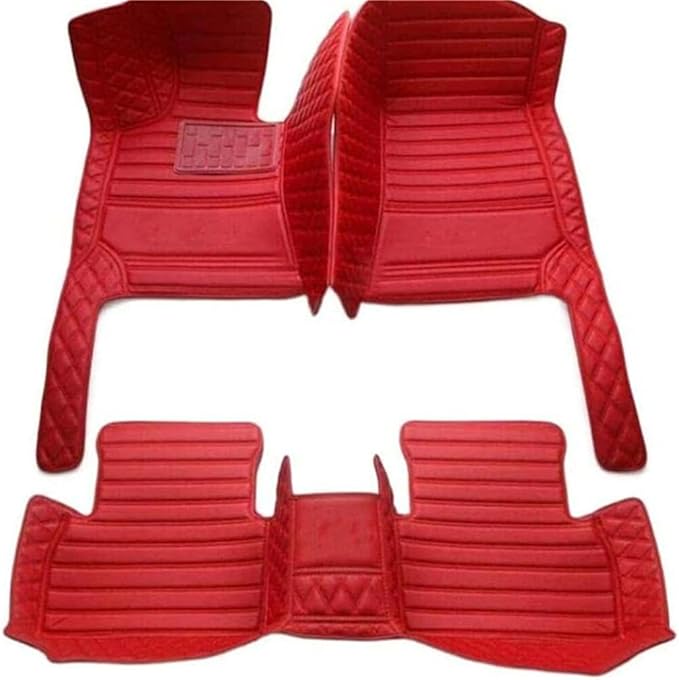 Custom Car Mats All Weather Fit Automotive Floor Mats PU Leather Protector Mat for Most Sedan, SUV, Truck Floor Mats (All RED)