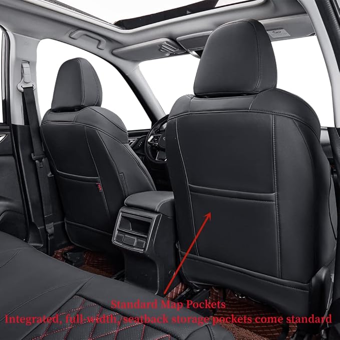coverdream Custom Seat Covers Compatible with Select Subaru Legacy 2015 2016 2017 2018 2019 Models - Leatherette (Black/Red,Full Set)