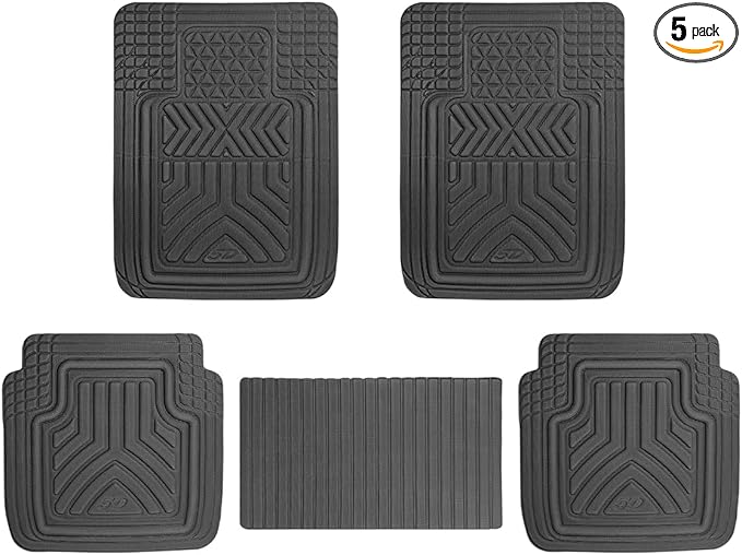 Mandark Car Floor Mats Full Set, 5PCS Deep Dish All Weather Waterproof Heavy Duty Vehicle Pad, Automotive Interior Protection Flooring Liner Accessories, Universal for SUV Sedan Truck (Black)