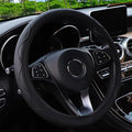 Elastic Steering Wheel Cover Universal 14-15 inch Stretch Car Steering Wheel Covers Microfiber Leather Breathable Anti-Slip Durable Without Inner Ring Steering Wheel Protective - Black