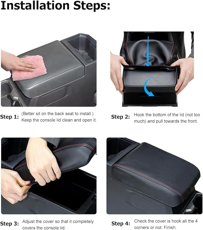 INTGET Center Console Cover for 2026 Toyota Tacoma Accessories 2024 2025 & 2025 2026 4Runner Accessories Leather Car Middle Armrest Arm Rest Box Lid Seat Protector Cushion(Carbon Fiber Texture, 2024+)
