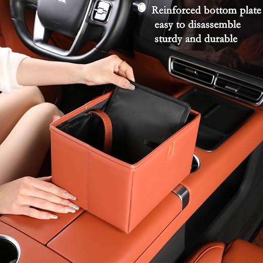 AOWIS Car Trash Can, Leak-Proof Waterproof Trash Bin Collapsible Portable Auto Garbage Bag Large Capacity Trashcan Storage Bag Multipurpose Car Organizer Hanging (White)