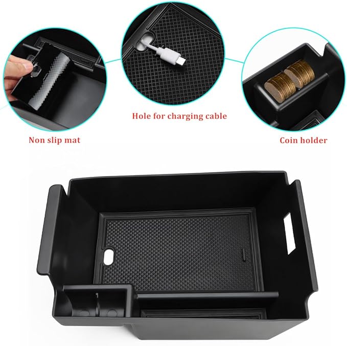 MARCHFA Center Console Organizer Compatible for 2020-2023 2024 2025 2026 Benz GLE 350 450 W167 53 AMG Accessories Armrest Tray Organizer Insert Storage Box for GLS 450 2020 2021 2022 (Black)