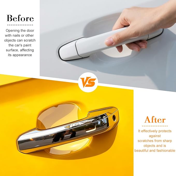 Car Door Handle Cup Scratch Protector, 4PCS 3D Carbon Fiber Vehicle Handle Bowl Sticker, Automotive Exterior Door Cup Protection Decal, Universal for SUV Caravan Automobile (Transparent)