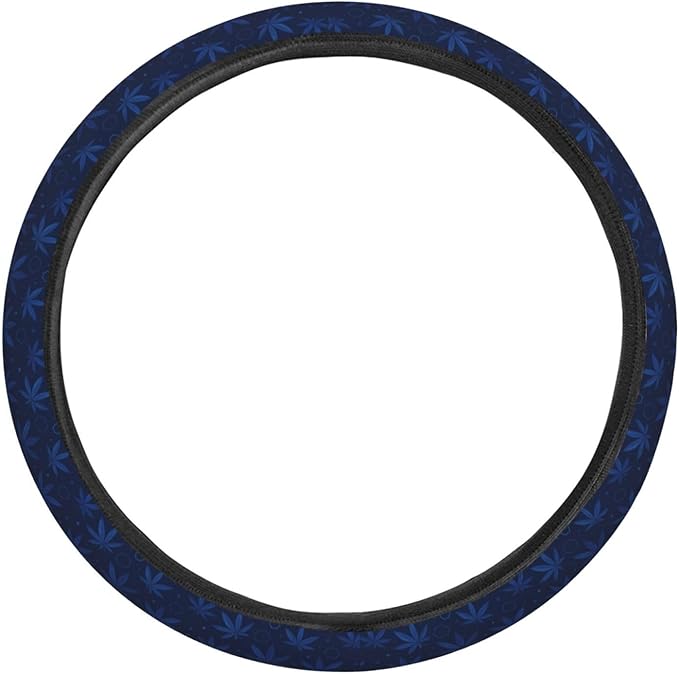 FeHuew Vintage Blue Leaf Geometric Steering Wheel Cover for Women, Girls 15 inch Universal Auto Car Anti Slip Wrap Steering Wheel Covers Fit for Vehicles, Truck, SUV