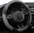 Xizopucy Steering Wheel Covers Gray Universal Microfiber Leather, Suitable for 14 1/2-15 inch Car Steering Wheel Cover, Breathable, Anti Slip & Odor