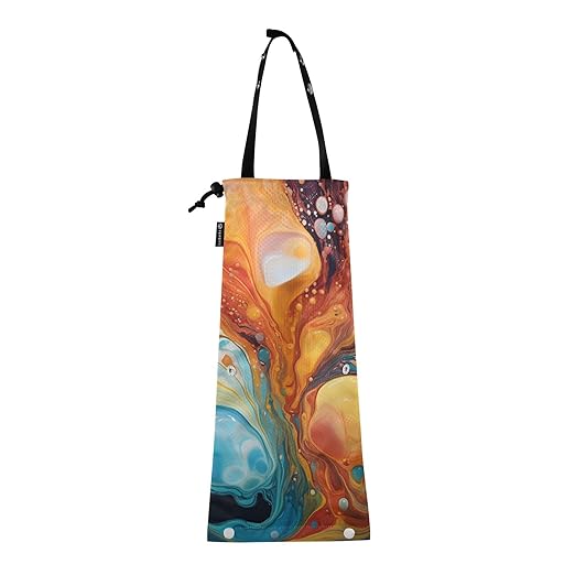 ALAZA Hanging Car Trash Bags Garbage Bag Trash Can for Back Seat Small Marble Orange Blue Washable Storage Bag Retractable 2 Pack
