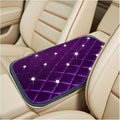 HZEL Bling Car Center Console Cover, Crystal Rhinestone Velvet Soft Vehicle Seat Armrest Box Protector Cushion, Comfortable Diamond Auto Arm Rest Mat Pad, Universal for Truck SUV Sedan (Purple)