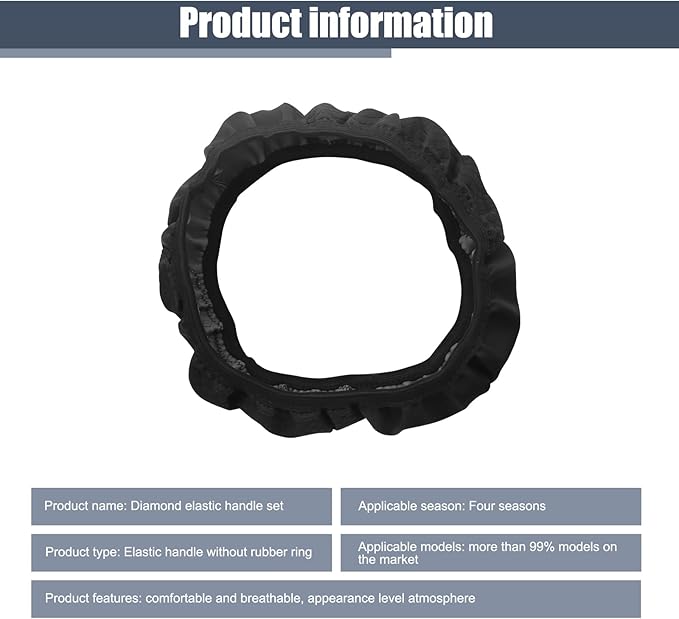 1 PC Car Steering Wheel Cover, 14.96In Waterproof Breathable Leather Vehicle Steering Wheel Anti-Slip Accessories, Universal Automotive Steering Wheel Protector for Truck SUV (Black)