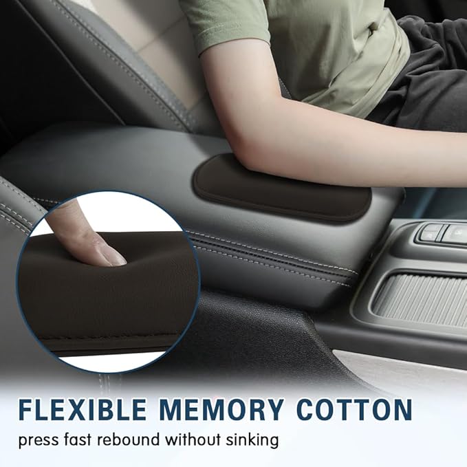 2PCS Car Door Armrest Pads, Soft Leather Car Armrest Cushion with Memory Foam, Comfortable Auto Center Console for Leg Elbow, Elbow Pads Interior Accessories Fit Most Vehicles (Mocha Brown)