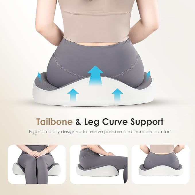 FLORICH Car Seat Cushion & Lumbar Support Pillow & Car Neck Pillow Ergonomic and 100% Memory Foam, Upgraded Larger and Breathable Car Seat Cushion & Back Support Pillow - Grey