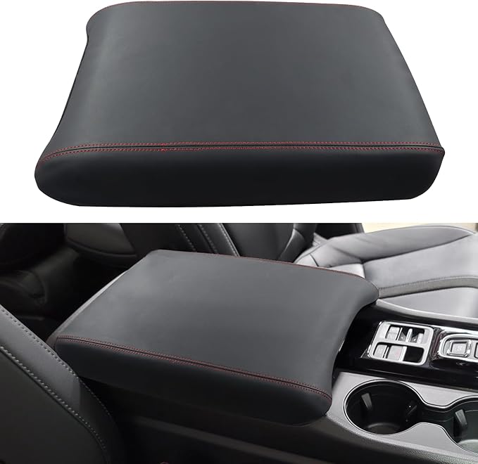 Armrest Cover for Honda Pilot Accessories 2023-2025 / Passport Accessories 2024-2026 / Ridgeline Accessories 2024 2025 Center Console Leather Pad Arm Rest Protector Cushion (Red Stitches)