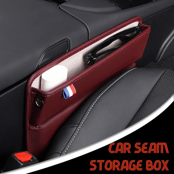 ASUBHA Leather Car Seat Gap Filler Organizer, Car Console Organizer, Cars Seat Catcher Gap Filler with Charging Hole, Multifunctional Cars Organizer Accessories Universal for Vehicles SUVs Trucks