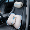 Car Lumbar Support and Neck Pillow for Driving Seat, Memory Foam Car Back Support Pillow & Headrest for Improve Posture, Driver Back Neck Sciatica Pain Relief Cushion (White Pink)