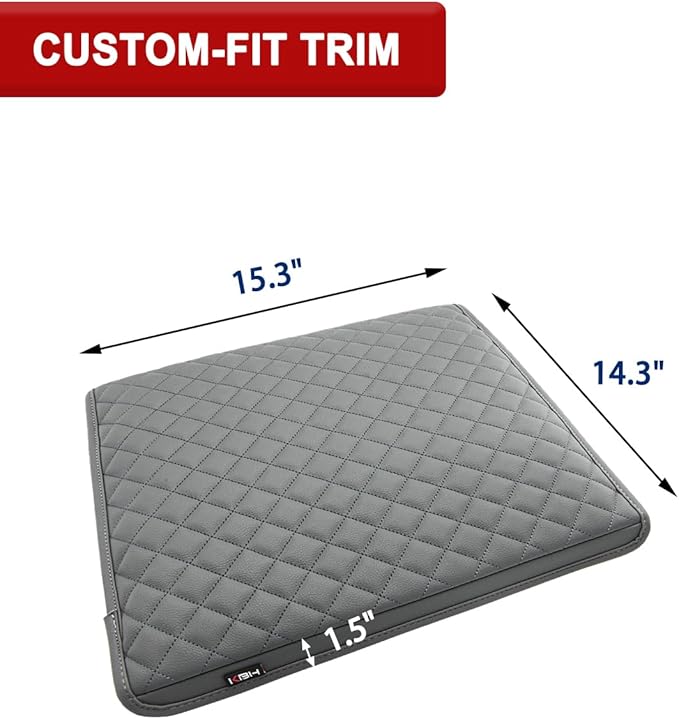 Center Console Armrest Cover for Ford F250 F350 2011 2012 2013 2014 2015 2016, Super Duty Accessories, Middle Console Protector, Arm Rest Box Pad, Vinyl Leather, Gray (Fits Jump Seat Console Only)