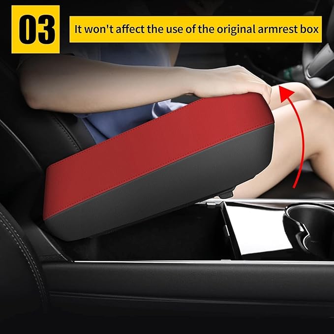 AOMSAZTO Armrest Covers for Ford F150 2015-2020/ F250 F350 F450 2017-2022 and Expedition 2018-2023,(Bucket Seat Only Black with Red Leather