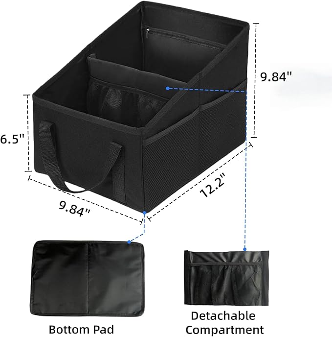 Car Seat Organizer for Front & Back Seat, Passenger Seat Storage Caddy with Divider, Mesh Pockets & Handles, Foldable Waterproof Car Organizer for Kids & Adults