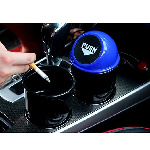 Cup Holder Trash can for car with Lid, Mini Garbage Cans for Back seat Leakproof Vehicle Automotive Cup Holder Car trashcan, Small Trash Bin for Automotive Office Home Kitchen (Blue001)