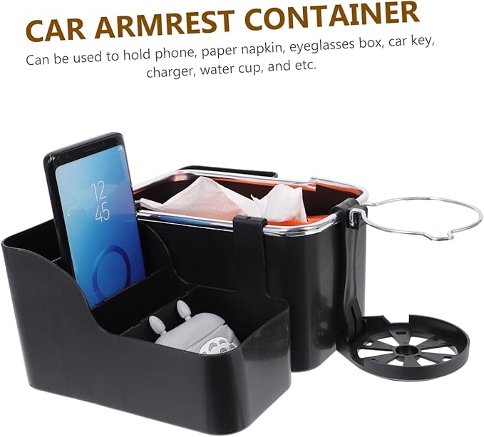 9334a Center Console Organizer Storage Box Multifunctional Armrest Container with Smooth Sliding Design Car Interior Organizer for Phones Coins and Accessories Compatible with