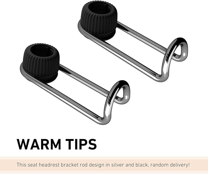 Cuymoap 2 PCS Car Headrest Hooks, 10 KG Load Bearing Anti-slip Hanging Hanger, Rotatable Hidden Storage Hook, Universal Multifunction Seat Back Organizer for 0.47" - 0.59" Tube Diameter (Black)
