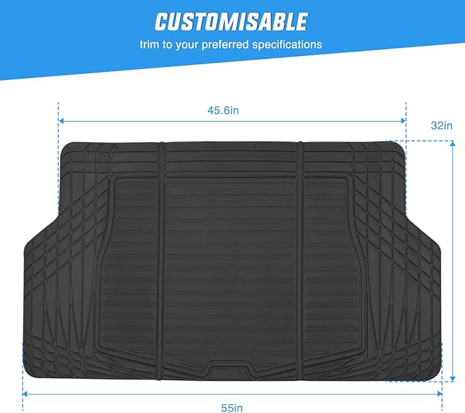 Nilight Rubber Cargo Mats for Cars Trucks SUVs,Universal Trim to fit for Most Vehicles,All Weather Protection Heavy Duty Cargo Liners