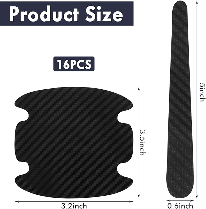 16pcs Car Door Handle Scratch Protector,Car Door Handle Protector Film, Protective Sticker-Anti-Scratches, Non-Marking,Easy Application (Black)