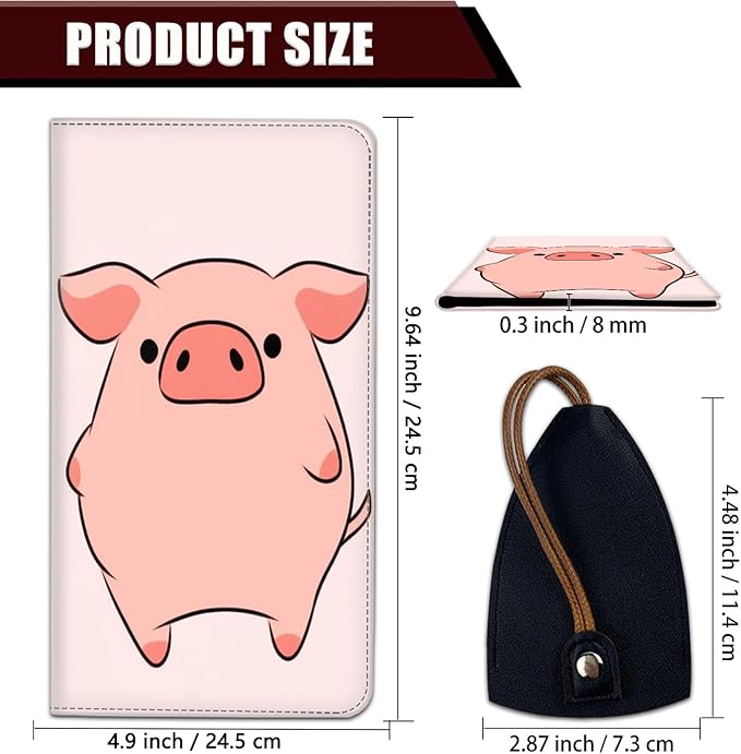 Yuxcfhjfe Car Registration and Insurance Holder, PU Leather Auto Document Holder for Men&Women, Vehicle Glove Box Compartment Organizer with Magnetic Shut for Driver's License, Pink Pig Pattern