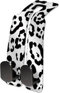 NUGGHU Car Seat Headrest Hook, Universal Leather Cute Hanger Holder Hook, Storage Organizer Interior Accessories for Purse Bags Handbag White Black Leopard