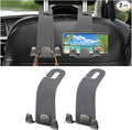 Car Seat Headrest Hook, 2PCS Leather & Metal Double Hook Vehicle Back Seat Hanger Holder for Phone Handbag Purse, Automobile Storage Organizer, Universal for Van Truck Sedan (Grey)