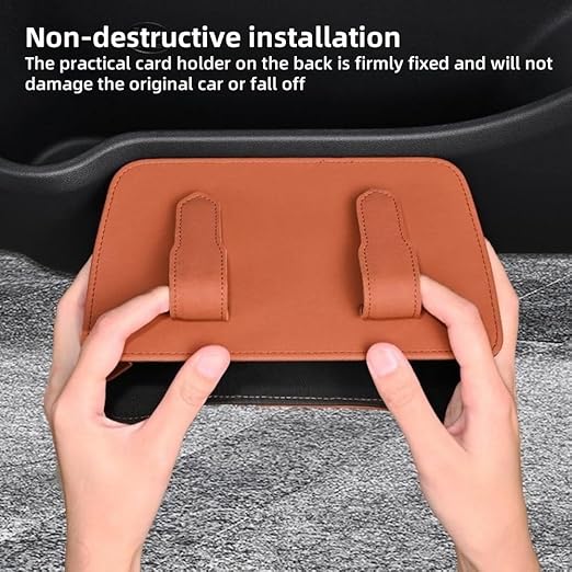 Car Leather Trash Can for Seat Back, Hanging Garbage Bin, Waterproof Foldable Stroage Organizer for Car, Multipurpose Interior Accessories for SUV Truck RV Camping (Orange Chair Back Clip)