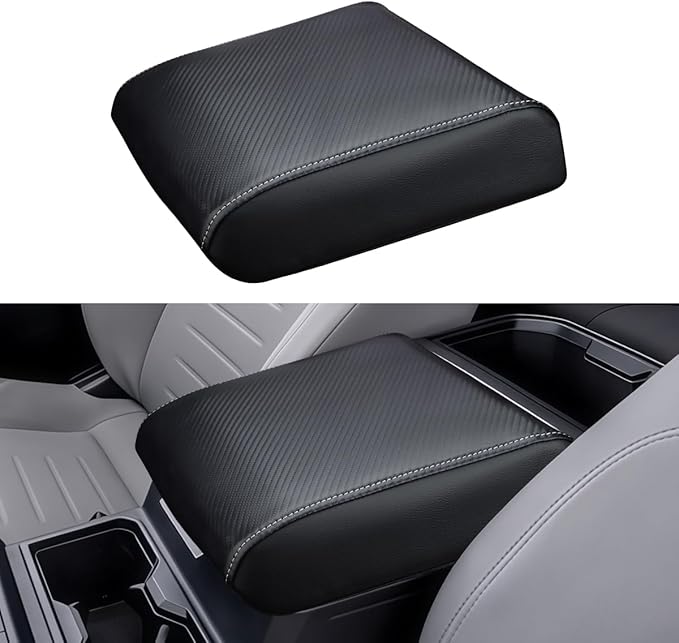 INTGET Center Console Cover for 2026 Toyota Tacoma Accessories 2024 2025 & 2025 2026 4Runner Accessories Leather Car Middle Armrest Arm Rest Box Lid Seat Protector Cushion(Carbon Fiber Texture, 2024+)