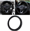 Car Steering Wheel Cover, 15 inch Carbon Fiber Microfiber PU Leather Elastic Steering Wheel Protector for Unisex, Anti-Slip Breathable Car Interior Accessories for Most Cars (Black)