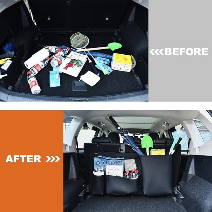 Multi-Functional Car Trunk Hanging Organizer Backseat Storage Bag PU Leather Car Interior Accessories for SUV Space Saving