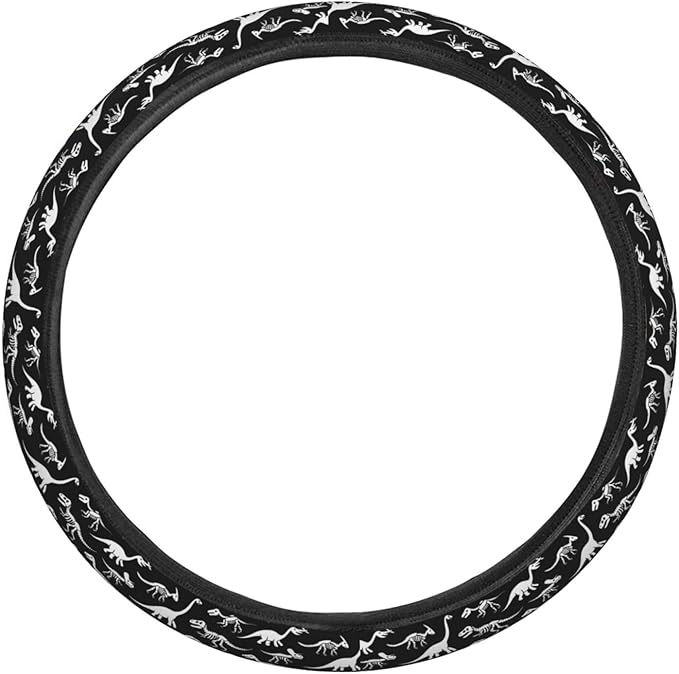 FeHuew Dinosaurs Skeleton Steering Wheel Cover for Women, Girls 15 inch Universal Auto Car Anti Slip Wrap Steering Wheel Covers Fit for Vehicles, Truck, SUV