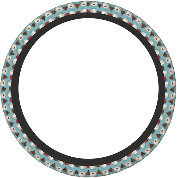 Neoprene Steering Wheel Cover Bathroom Cute Toilet Paper Poo Car Steering Wheel Cover Universal Fit for Most Cars