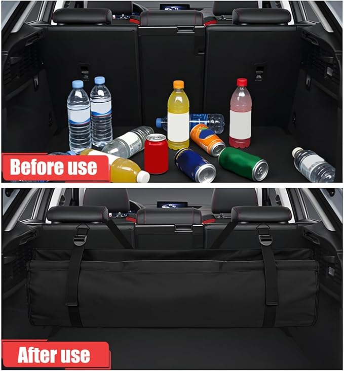 Car Trunk Organizer, Oxford Cloth Foldable Hanging Large Capcity Vehicle Backseat Cargo Storage Bag, Collapsible Automotive Trunk Organizer Bag, Universal for Truck SUV Van