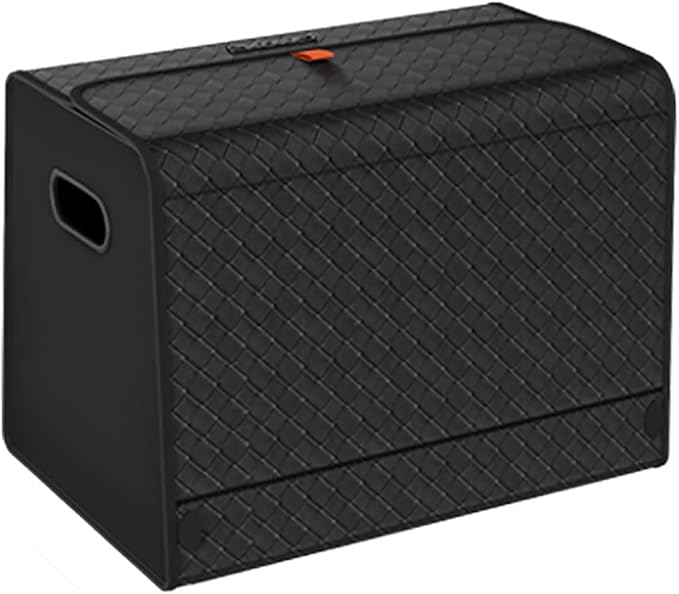 GMQ Car Trunk Organizer for SUV,Car Organizers and Storage with Collapsible Storage, Magnetic Lid Large Capacity for SUV, Truck, MPV (Weave Black, M-15.8×13×12.5 IN)