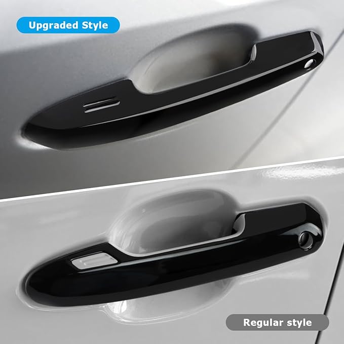 DLOVEG Upgraded Snap-on Door Handle Cover Compatible for 2019-2024 2025 Toyota Rav4 Accessories for Highlander 2020-2024 2025 No Adhesive Black Handle Protectors Glossy Black