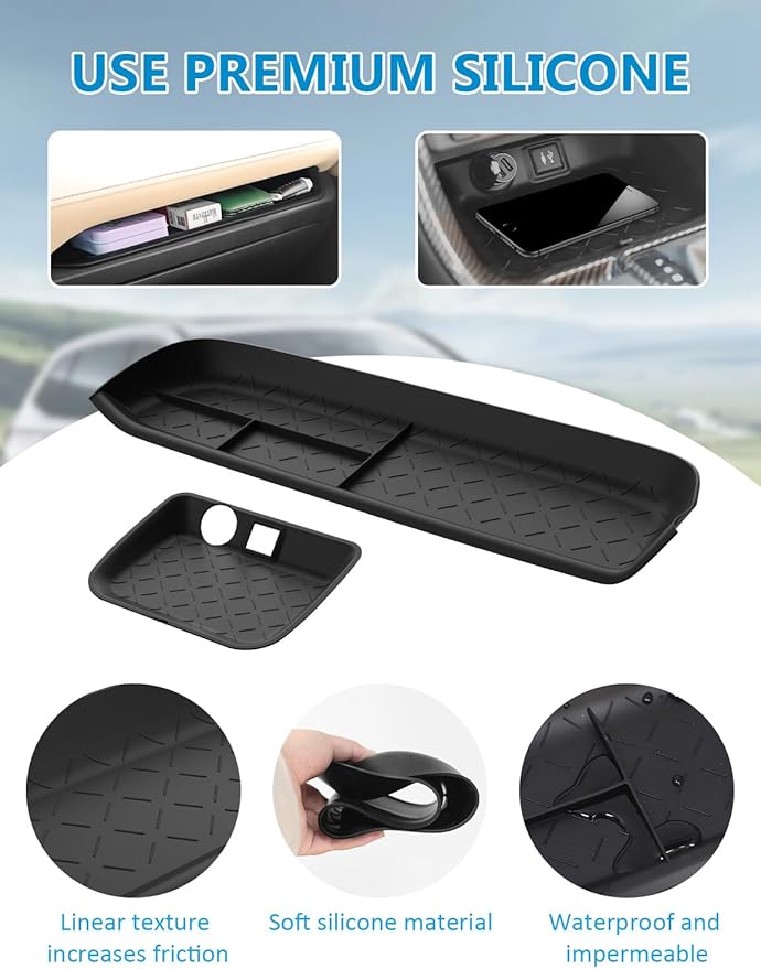 HZCZLO Center Storage Organizer Tray Compatible with Toyota RAV4 2025-2019 Accessories, Center Console Mat,Passenger Storage Organizer Silicone Mat for Toyota RAV4 2Pcs