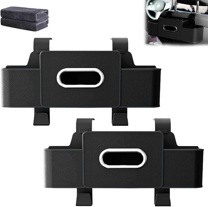 Car Organizers And Storage Box Behind Seat, Multifunctional Car Seat Back Storage Box, Large Capacity Backseat Hanging Organizer With Cup Holder & Hooks, For Road Trips & Daily Driving (Black*2)