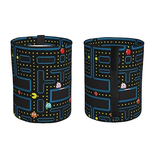 Retro Video Game Pattern Car Trash Can Leak Proof Hanging Waterproof Garbage Can Multipurpose Trash Bin for Car SUV Front Seat Headrest Collapsible and Portable Storage Pocket