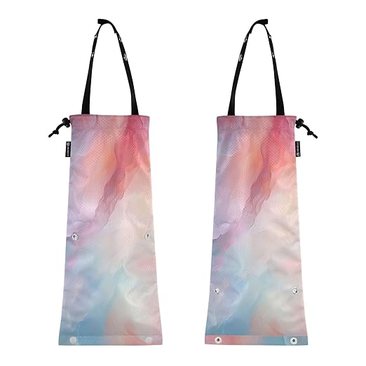 ALAZA Hanging Car Trash Bags Garbage Bag Trash Can for Back Seat Small Marble Pink Watercolor Washable Storage Bag Retractable 2 Pack