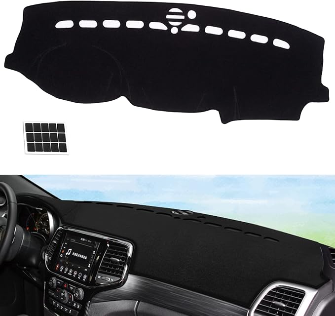 TUCAREST Dash Cover Fit for 2011-2020 Je-ep Grand Cherokee Nonslip Dash Cover Board Mat Sunshade No-Glare and Slip Pad Carpet Sunshield (Not Cherokee/Grand Cherokee L) Flannel Black