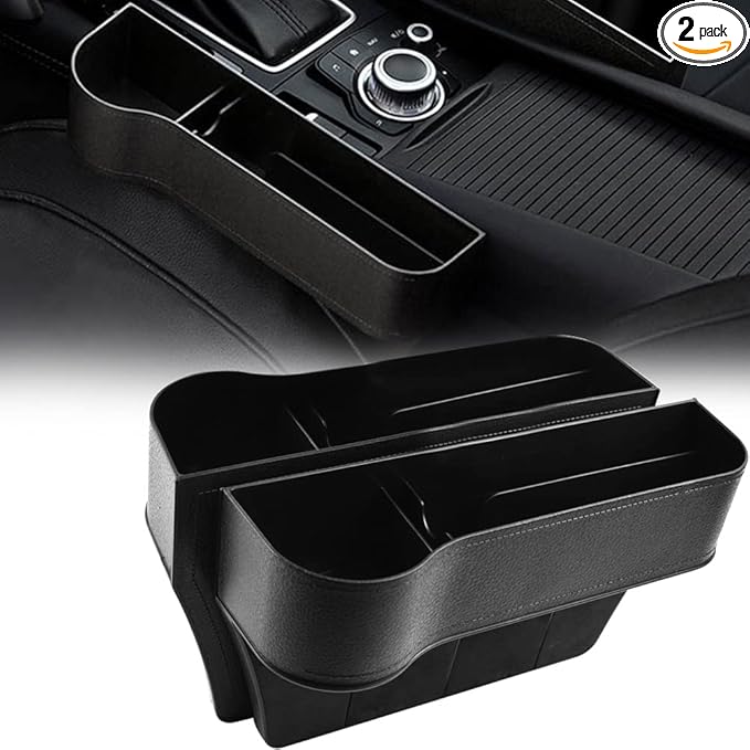 XUKEY Car Seat Gap Filler Organizer Multifunctional Car Side Seat Gap Filler Console Side Storage Box Holders for Sunglasses, Phone, Keys Car Accessories (2 Pack)