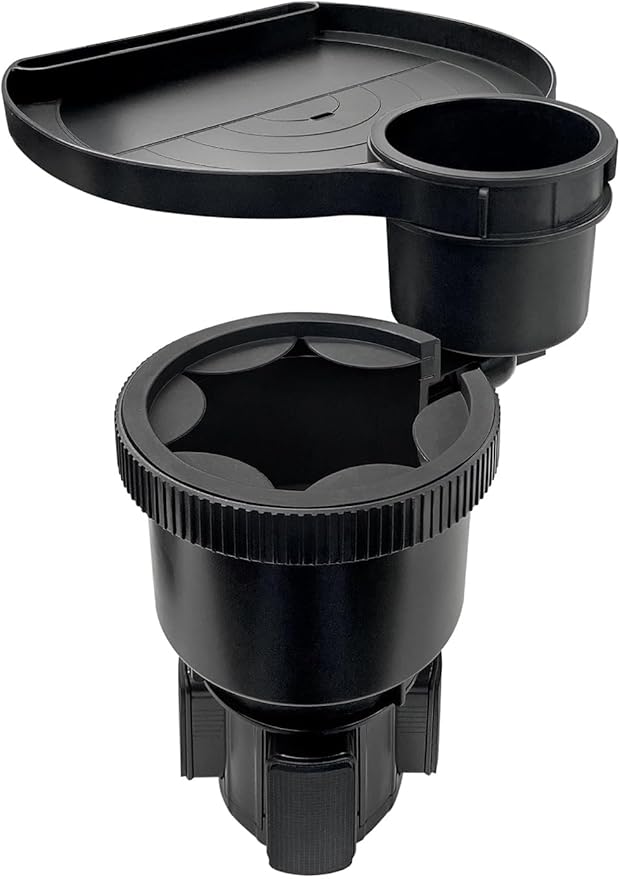 ToughTested Tough & Hungry Mega XL Cupholder Expander with Snap-On Extra Cupholder, Adjustable Food Tray, and Device Holder Slot – Fits XL Bottles & Cups, Ideal for Trucks, SUVs, RVs, Vans, and Cars