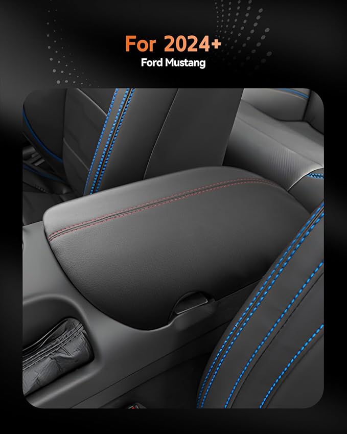 CDEFG for Ford Mustang 2024-2025 2026 Center Console Cover Armrest Box Cover for Mustang Accessories Console Arm Rest Protector Red Line