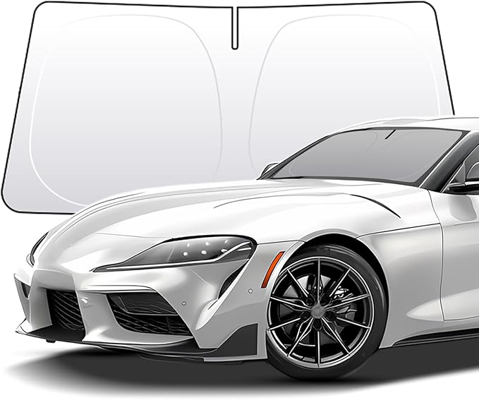 Thickened 2-Layer Front Windshield Sun Shade Compatible for Toyota Supra J29/A90 2020-2025, Foldable Custom Fit Sunshade Blocks 99% Heat, Keeps Car Interior Cool (for Supra J29/A90 2020-2025)