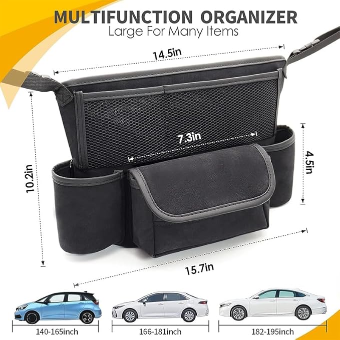 Red Diamond Car Handbag Holder Between Seats Bling Rhinestone Car Storage Bag Large Capacity Purse Phone Automotive Consoles Organizer Safe Barrier of Backseat Pet Kids