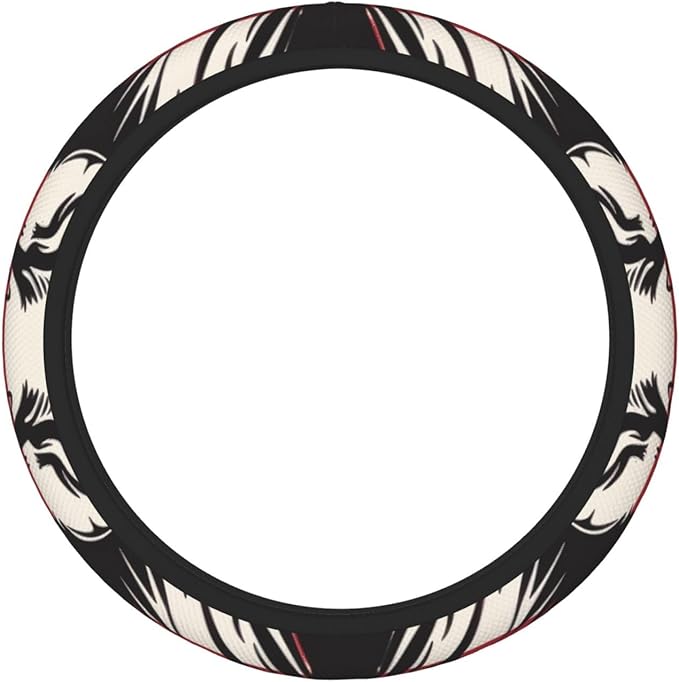 Steering Wheel Cover Polyester Thick Non-Slip Car Steering Wheel Cover Protector Universal 15 Inch, American Flag Lion